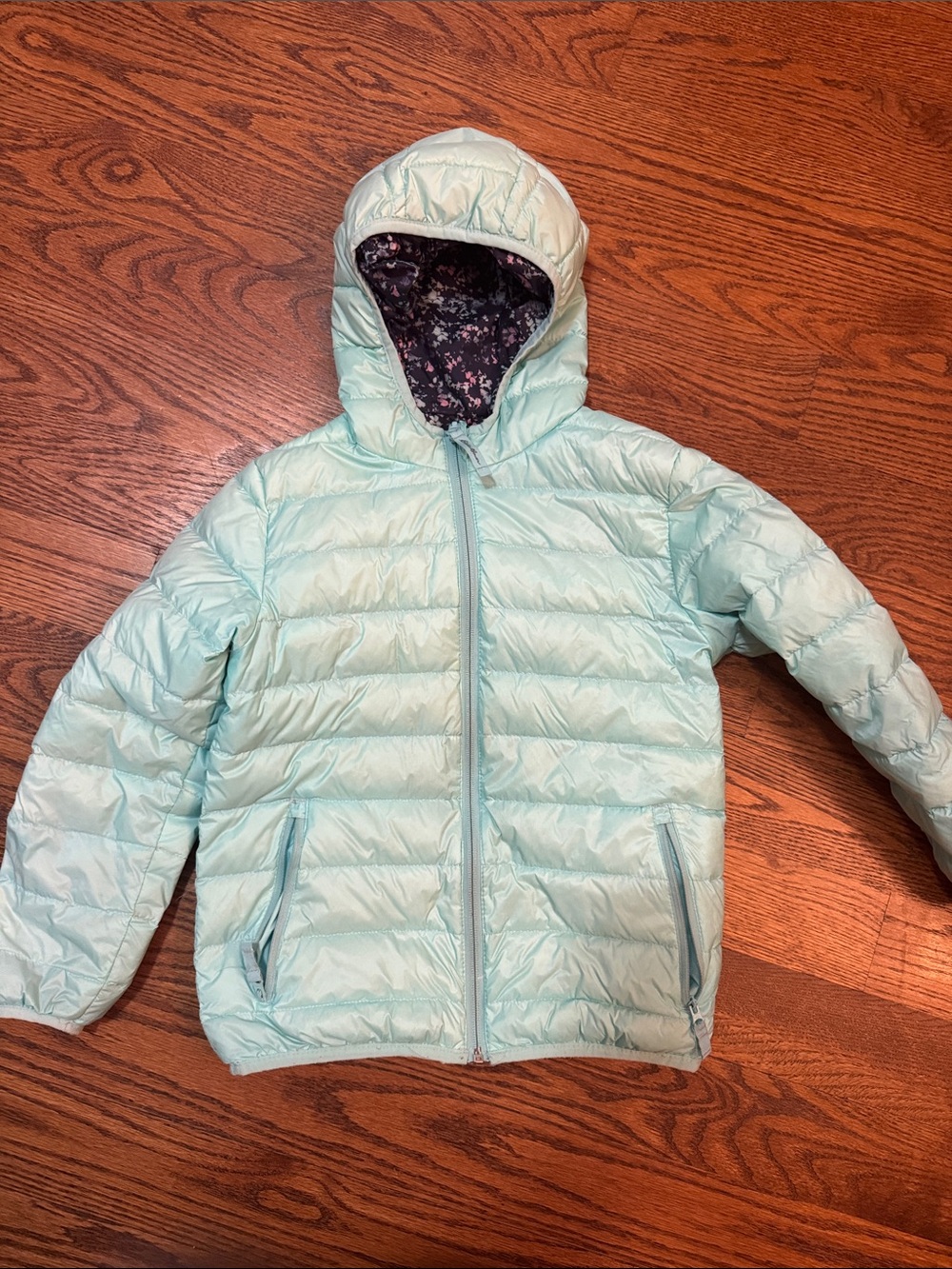Light Mint Quilted Hooded Puffer Jacket